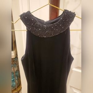 Beautiful, Vintage, Black Evening Gown with Glass Beaded Collar